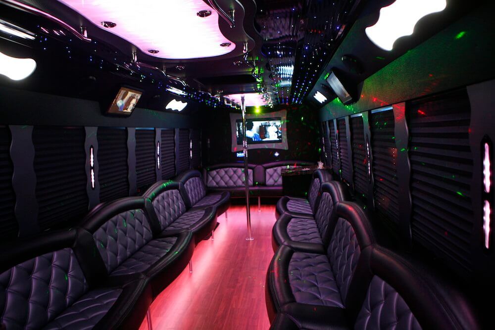 38 passenger party bus rental interior