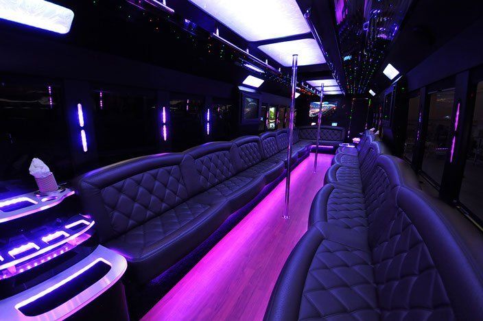 44 passenger party bus rental interior