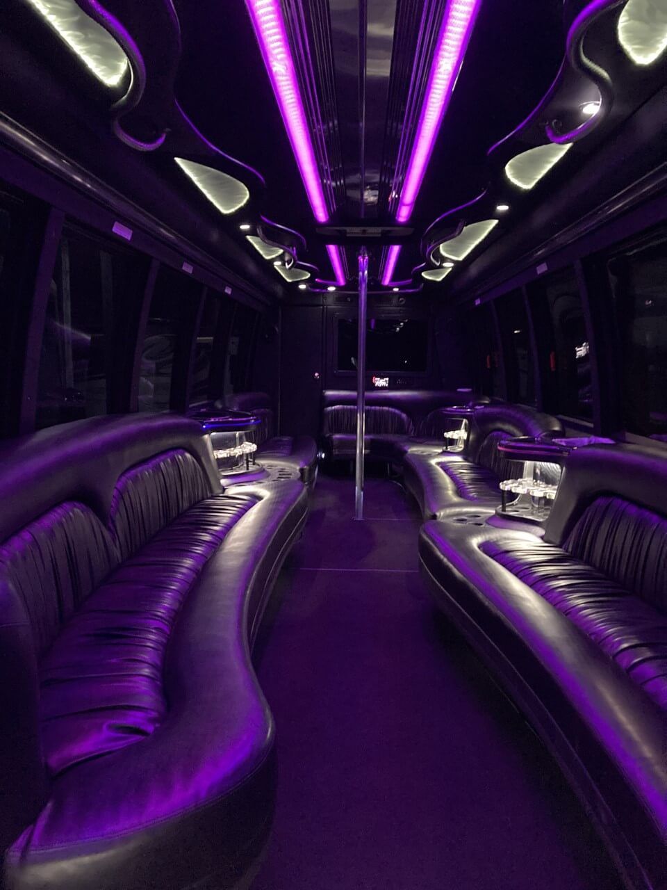 32 passenger party bus rental interior 1