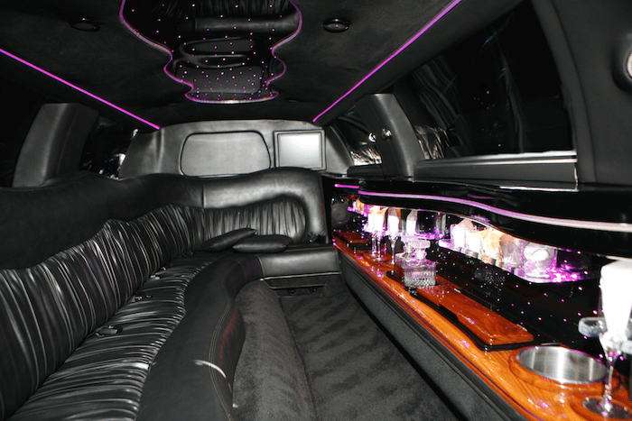 black stretch limo rental interior