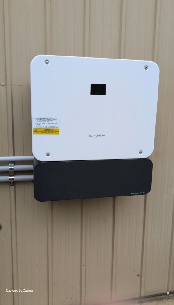 SUNGROW Device Mounted on Wall With Warning Label — AitkenTech in Bermagui, NSW 