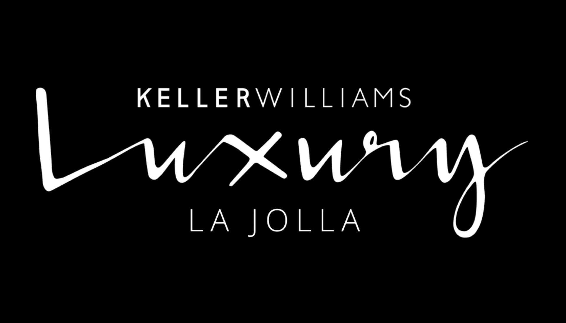 Black logo: "Keller Williams Luxury La Jolla" in white script.