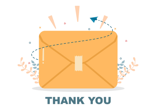 An envelope with the words `` thank you '' written on it.