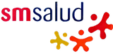 Logotipo con el texto “smsalud” y tres figuras abstractas en amarillo, naranja y rojo.