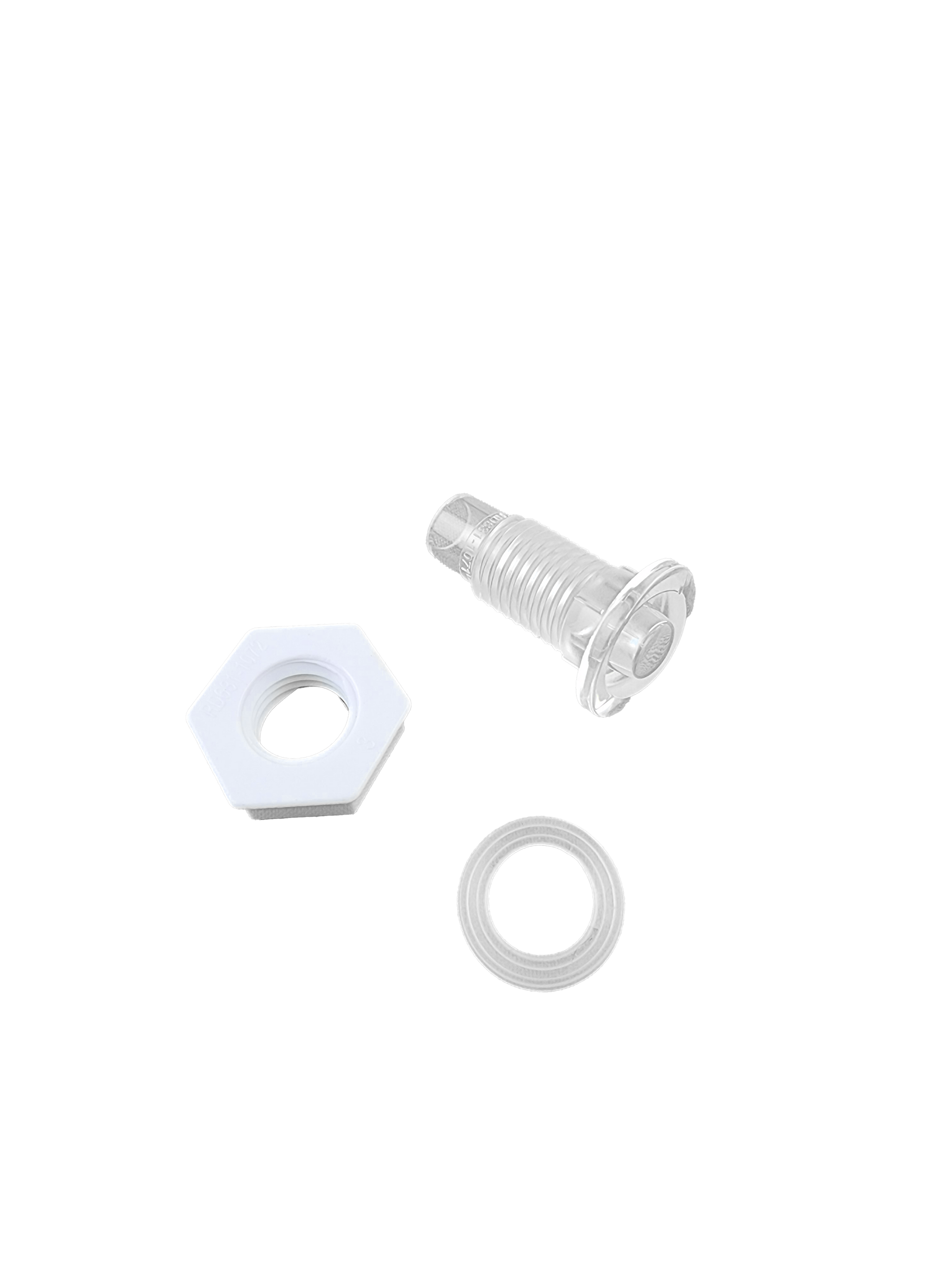 A close up of a clear anchor mini POL light housing on a white background.