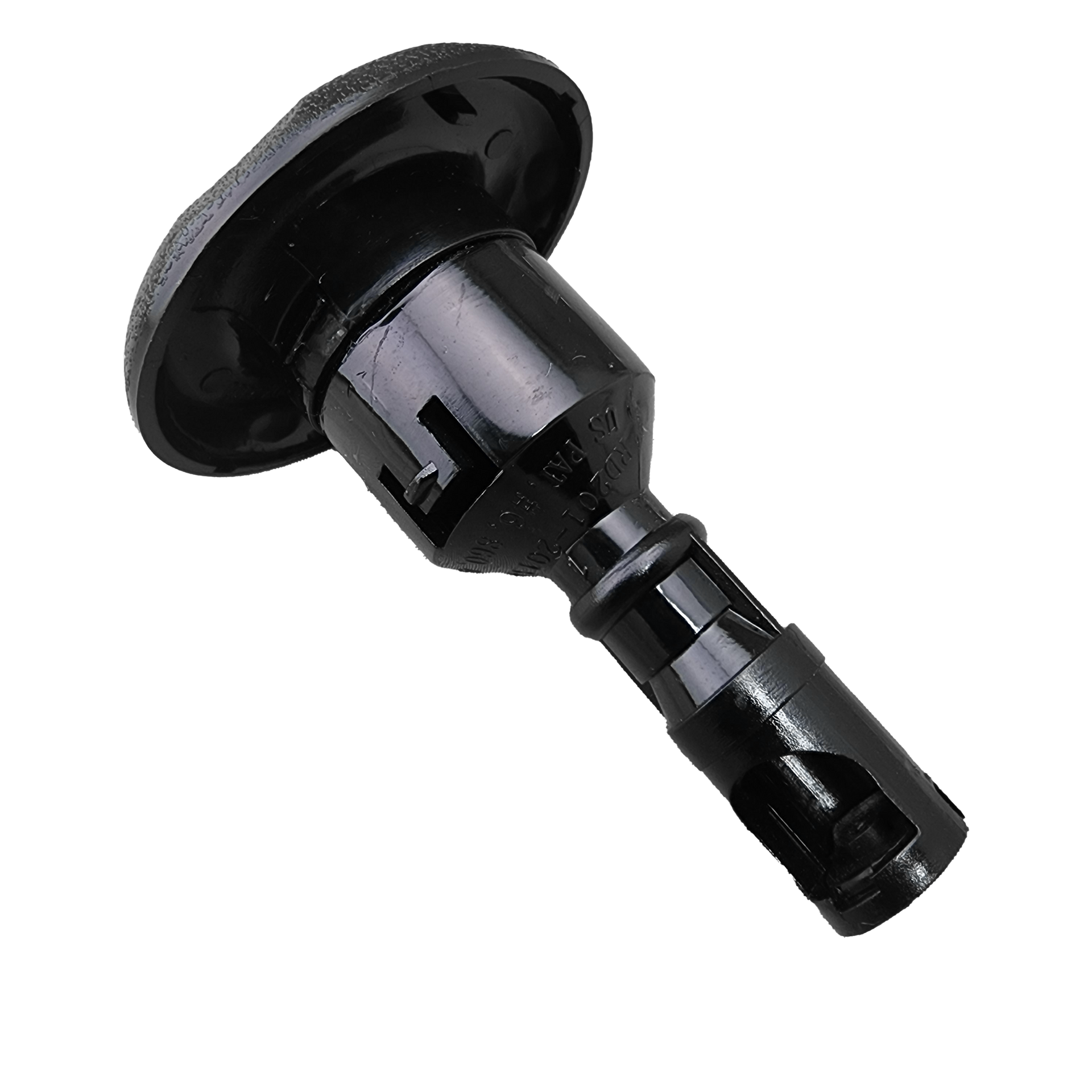 A close up of spa jet on a white background.