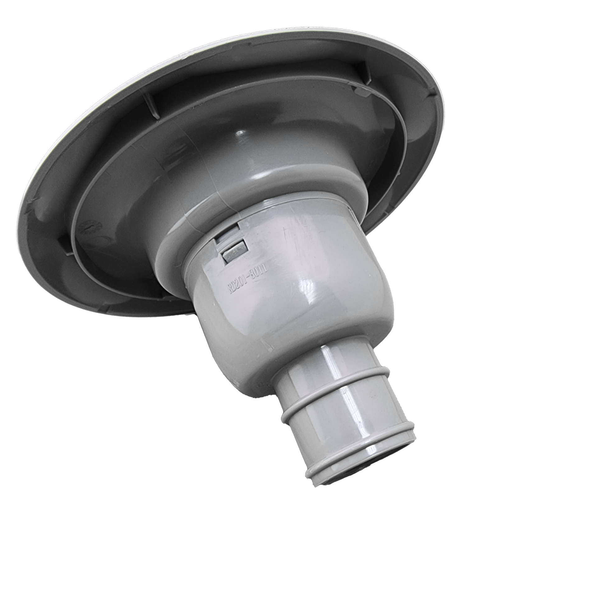 A close up of spa jet on a white background.