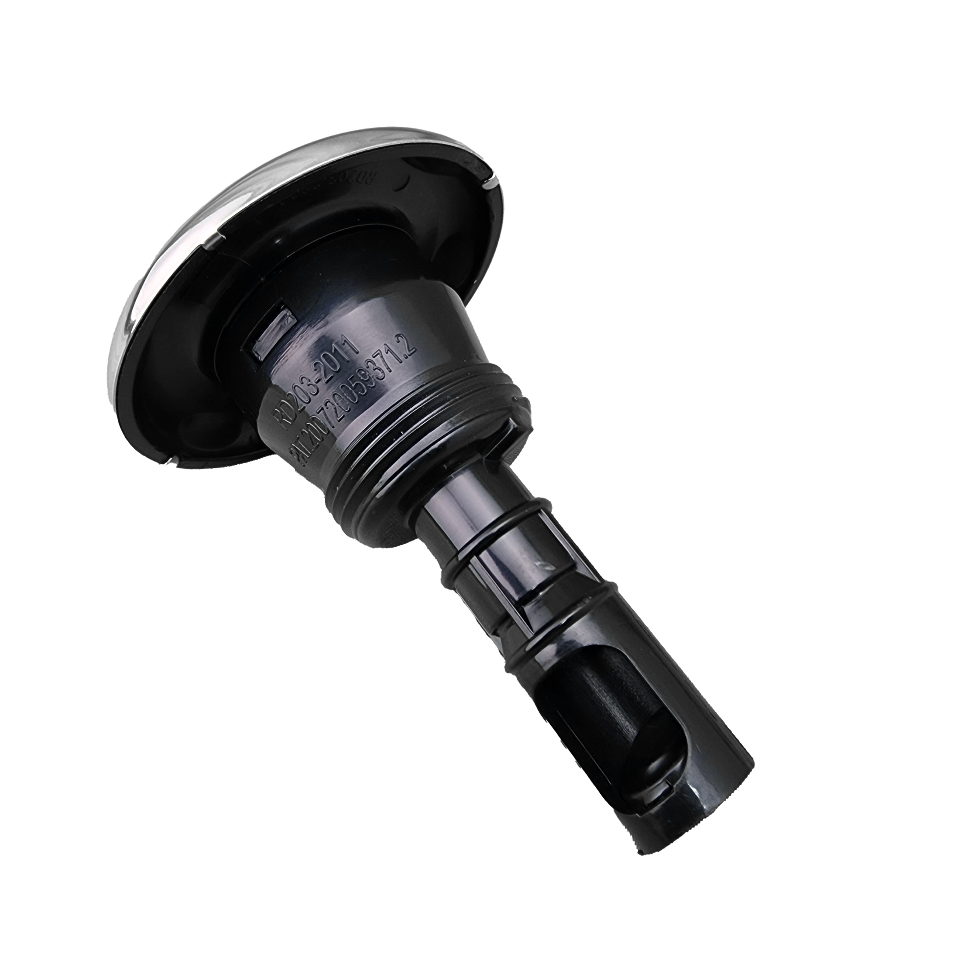 A close up of spa jet on a white background.