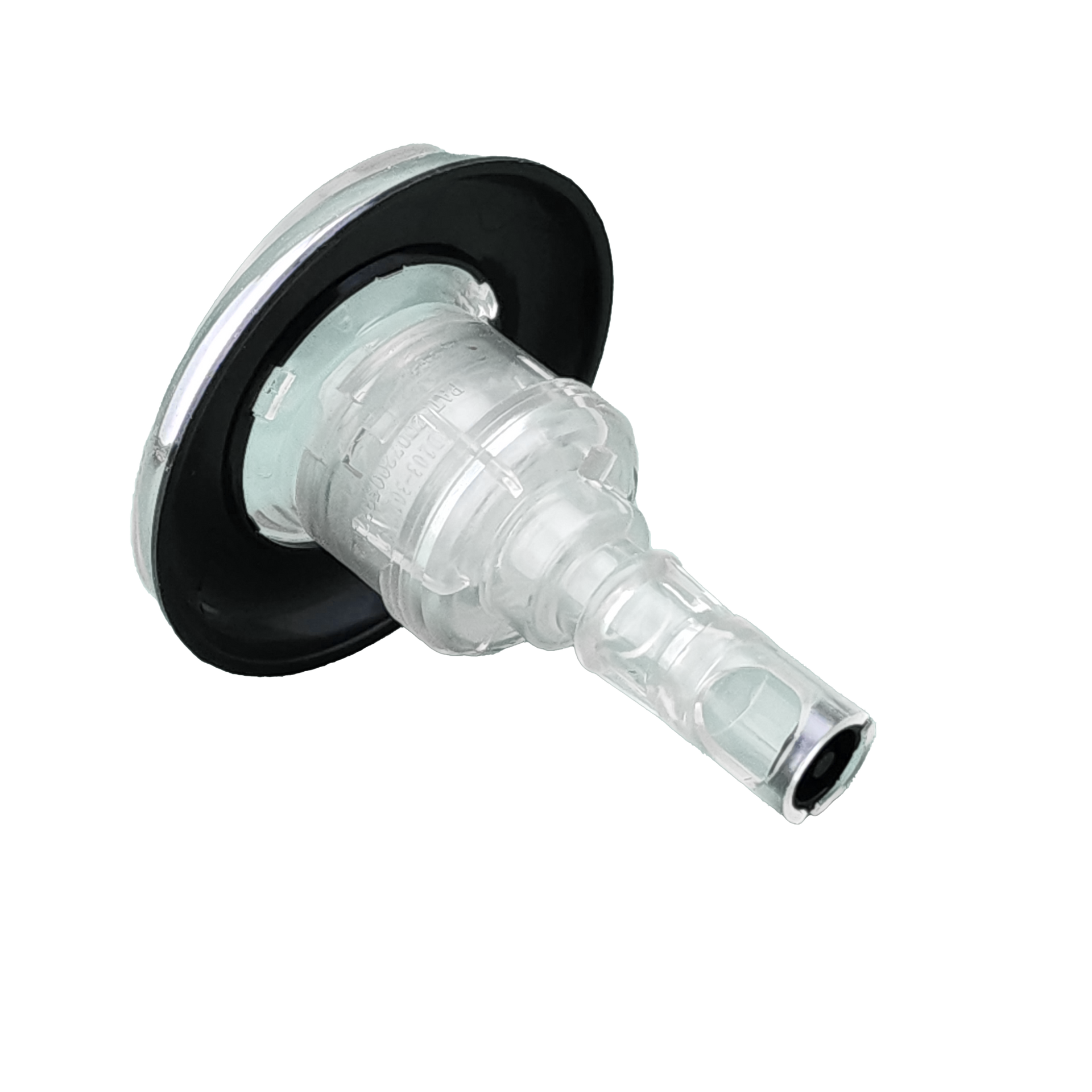 A close up of spa jet on a white background.