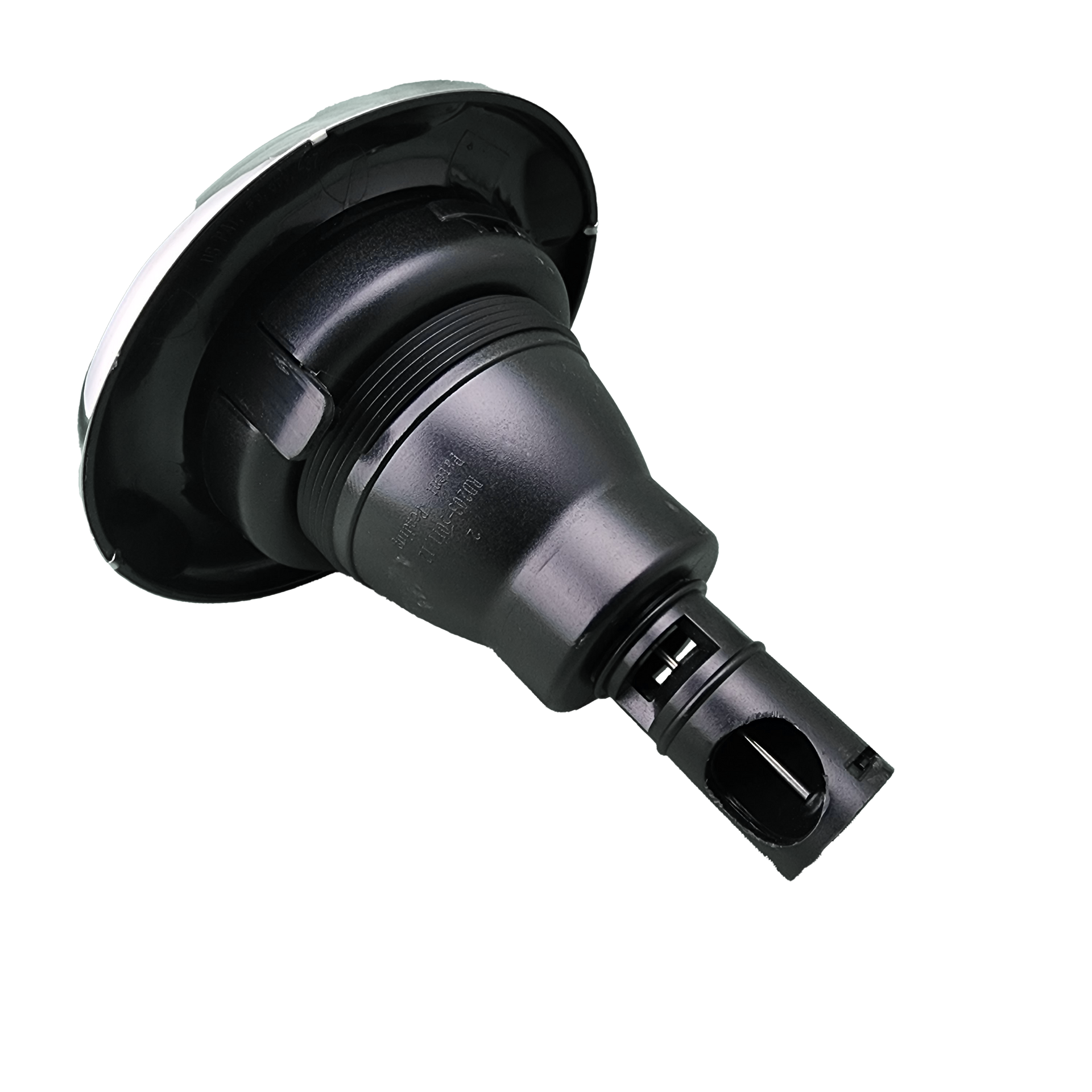 A close up of spa jet on a white background.