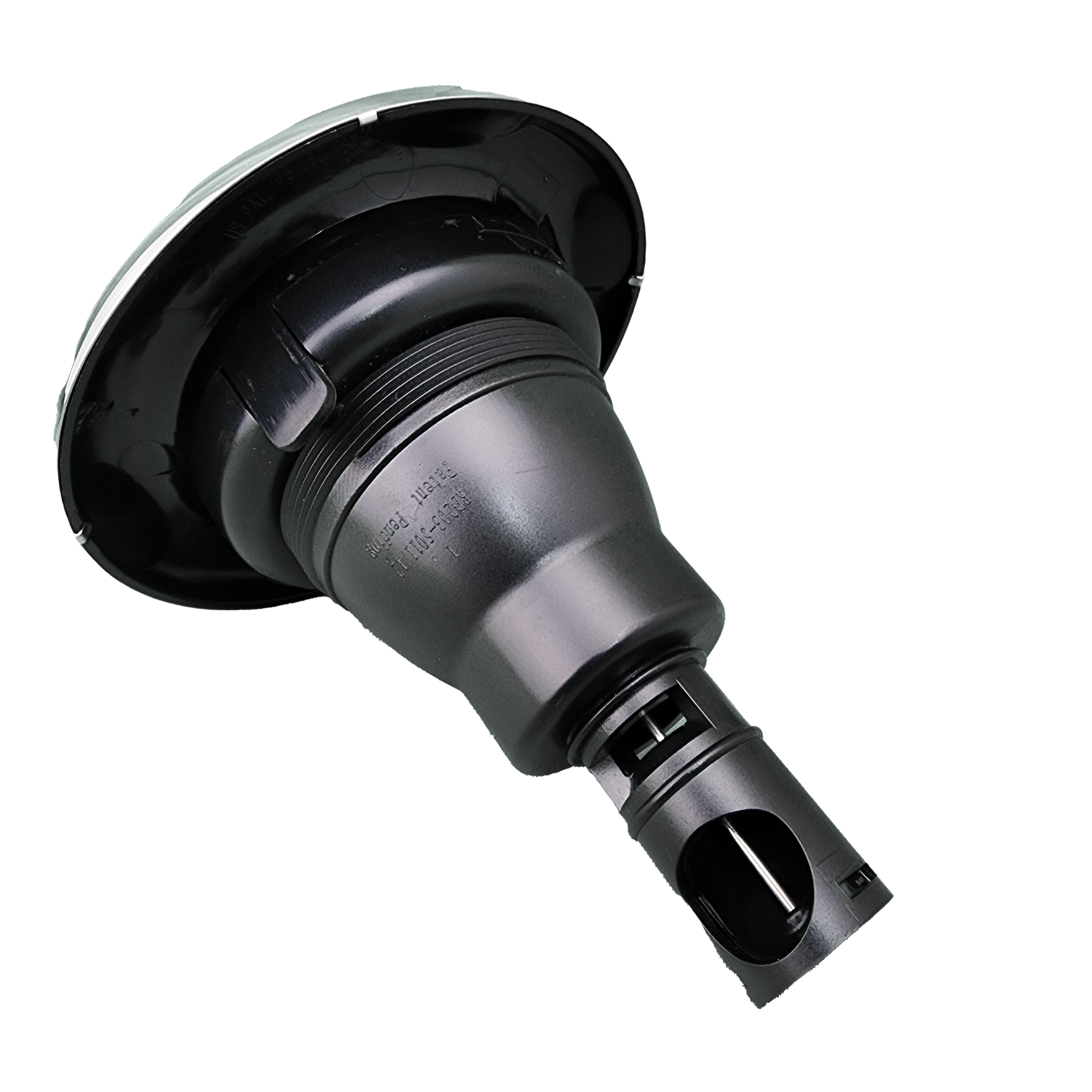 A close up of spa jet on a white background.