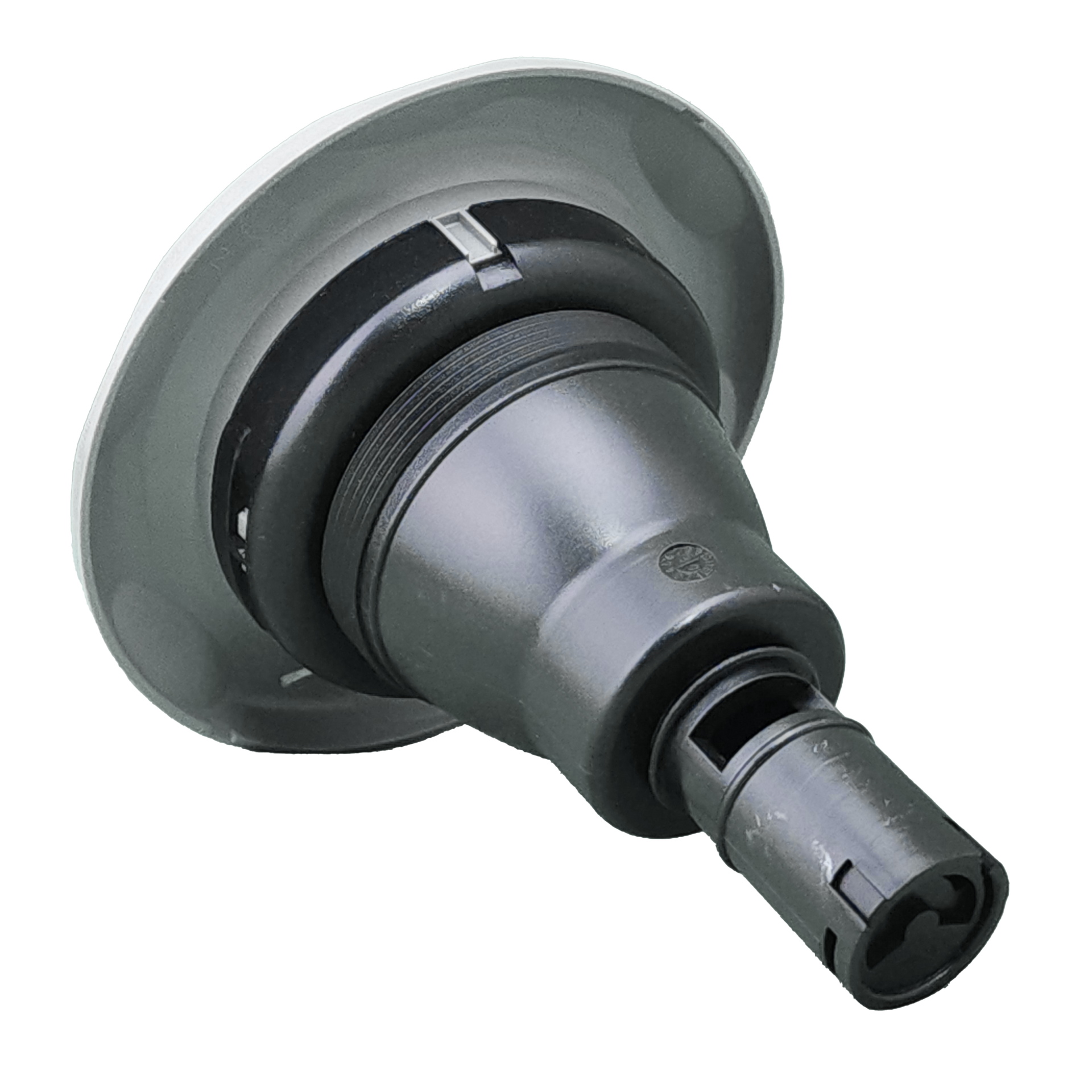 A close up of spa jet on a white background.