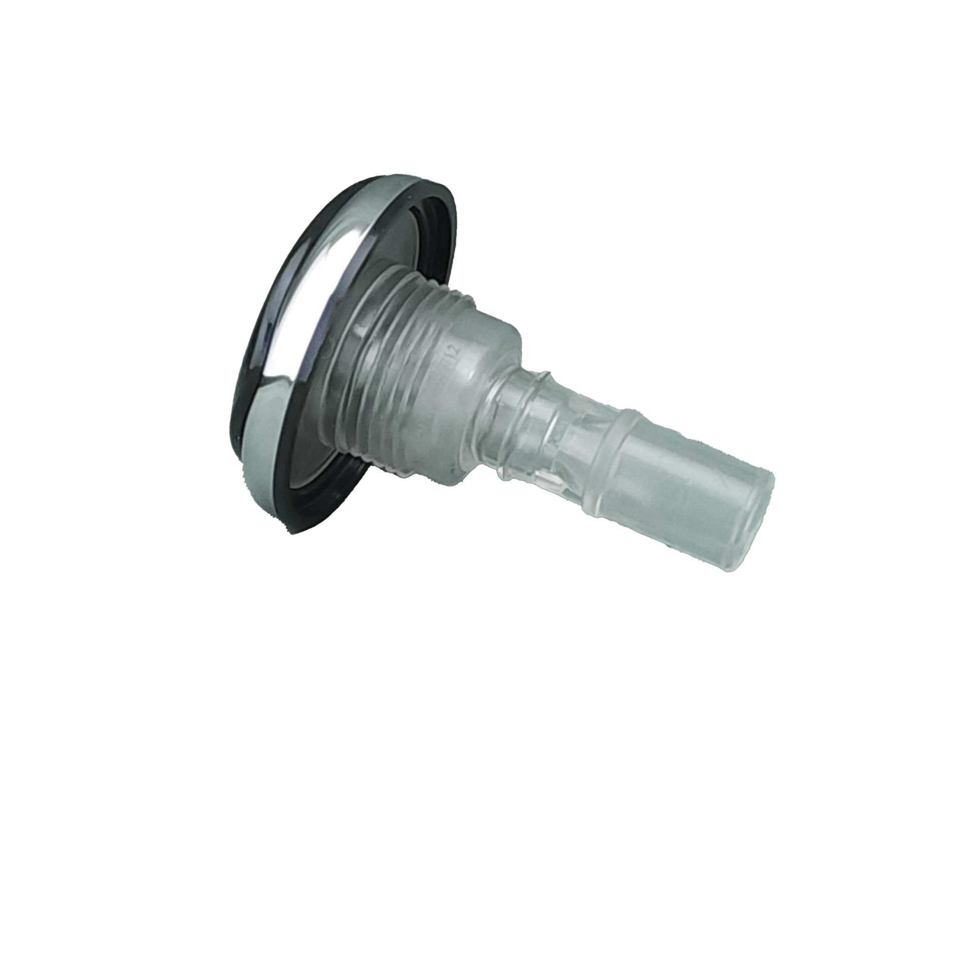 A close up of spa jet on a white background.