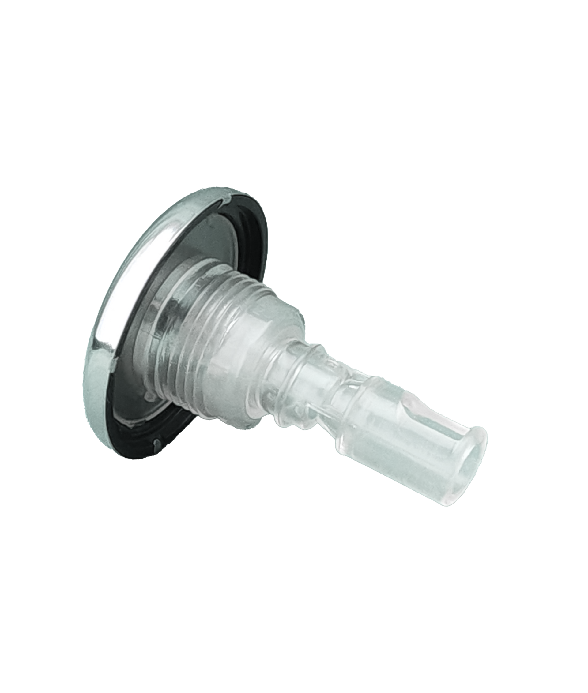 A close up of spa jet on a white background.