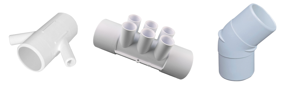 There are three different types of fittings in this picture.