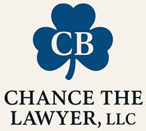 Logo for Chance The Lawyer, LLC featuring a blue shamrock icon with the letters 
