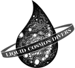 A black and white logo for liquid cosmos divers