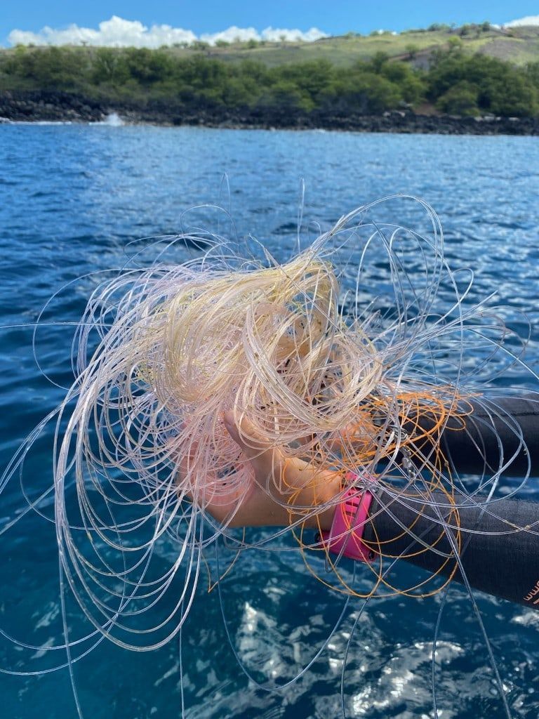 a person holding a bunch of string in their hand