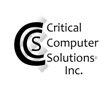 A black and white logo for critical computer solutions inc.