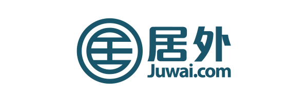A logo for juwai.com with chinese characters on a white background.