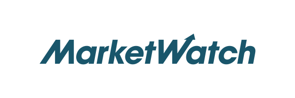 The logo for marketwatch is blue and white on a white background.