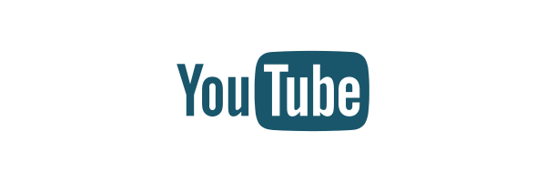 A blue youtube logo on a white background