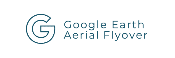 The google earth aerial flyover logo is on a white background.