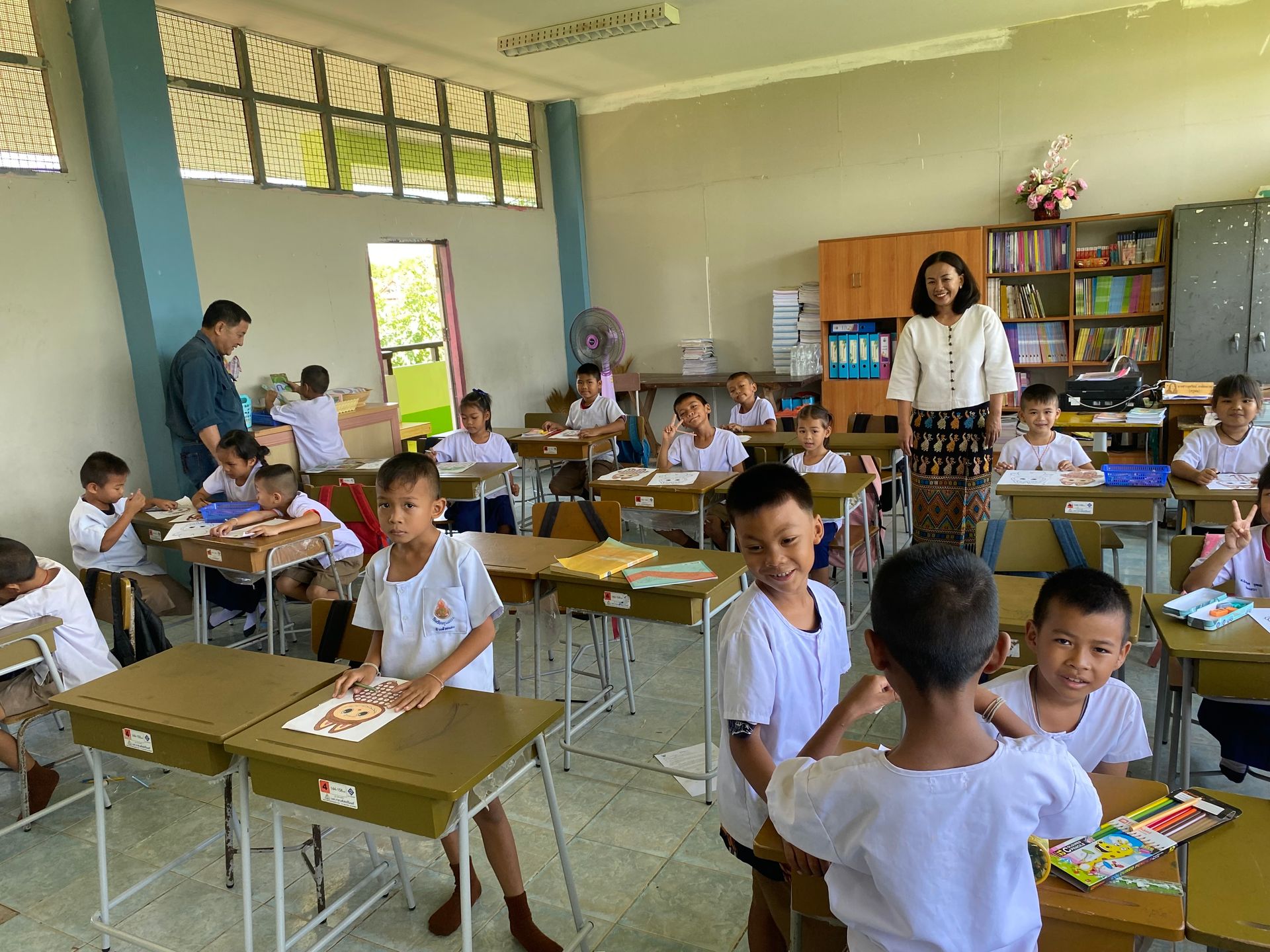 a classroom with year one and two students