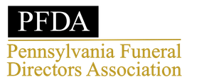PFDA logo with black and gold text for Pennsylvania Funeral Directors Association