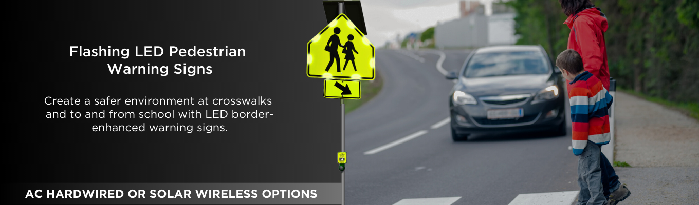 Flashing pedestrian and school zone banner image - LightGuard Systems