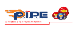 Logo d'un jeu appelé PIPE avec un design bleu et orange, ainsi que des icônes de casque de football en rouge et bleu.