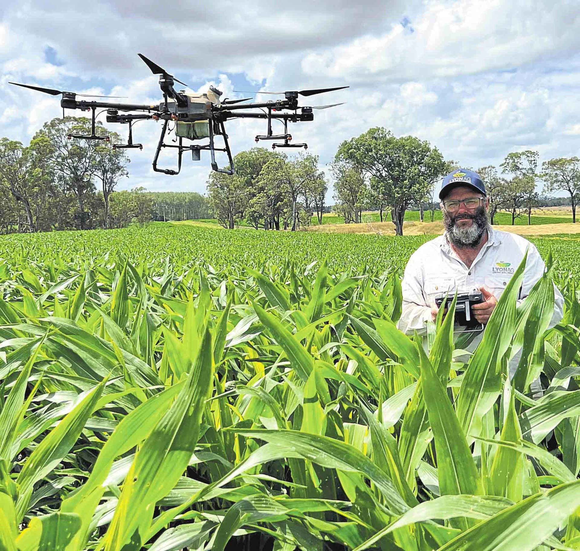 James Lyon, Lyon Ag, Nowendoc, manages three crews using swarms of drones to to manage country ...