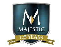 Majestic logo in a shield shape with a stylized 