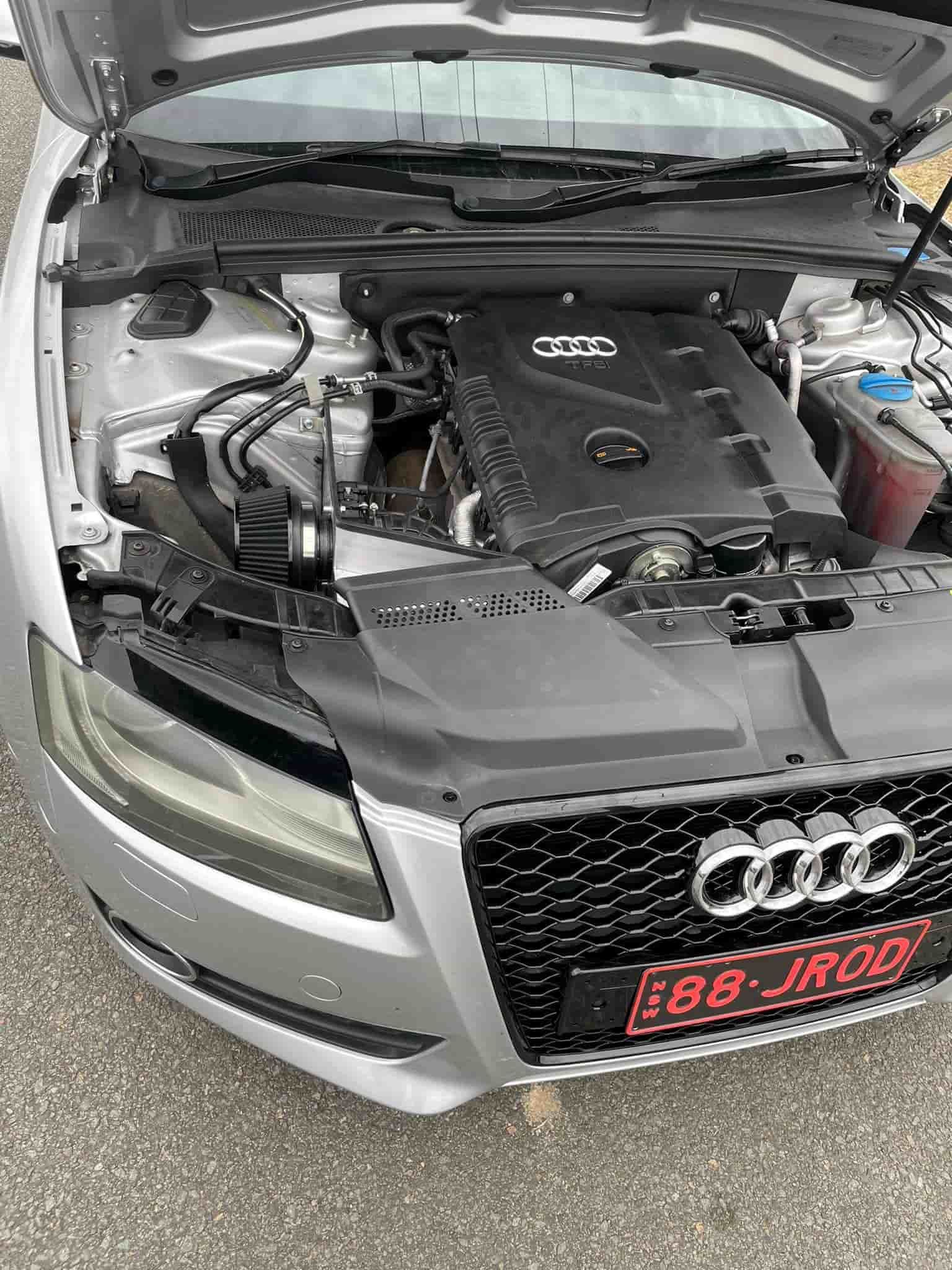 The Hood Of An Audi A5 Is Open And The Engine Is Visible — ProStreet Automotive & Fabrication In Cardiff, NSW