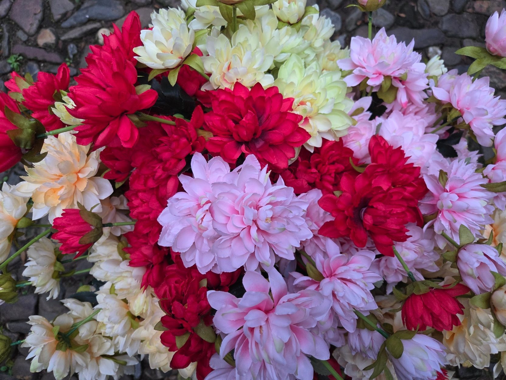 DAHLIA - KUNST - 6 BLOEMEN - ZACHT GEEL