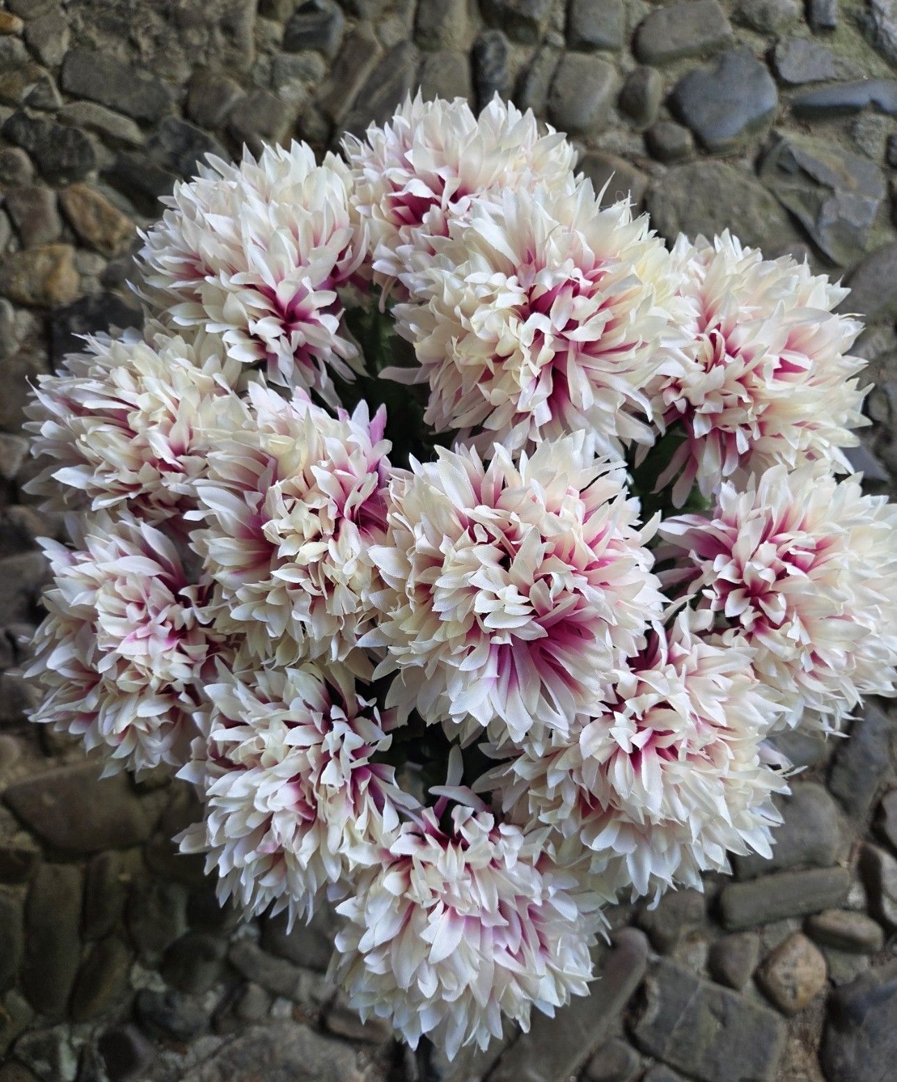 CHRYSANT - KUNST  WIT ROZE - KOOPJE - 1 EURO