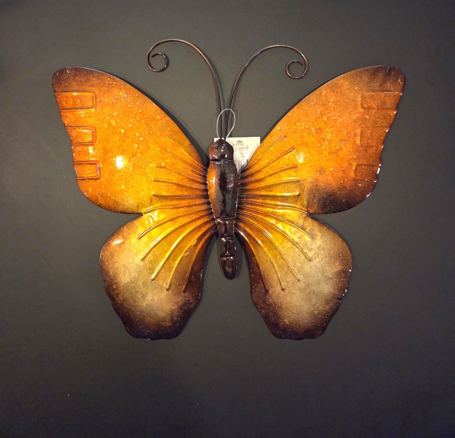 VLINDER - METAAL - WAND DECORATIE - ORANJE