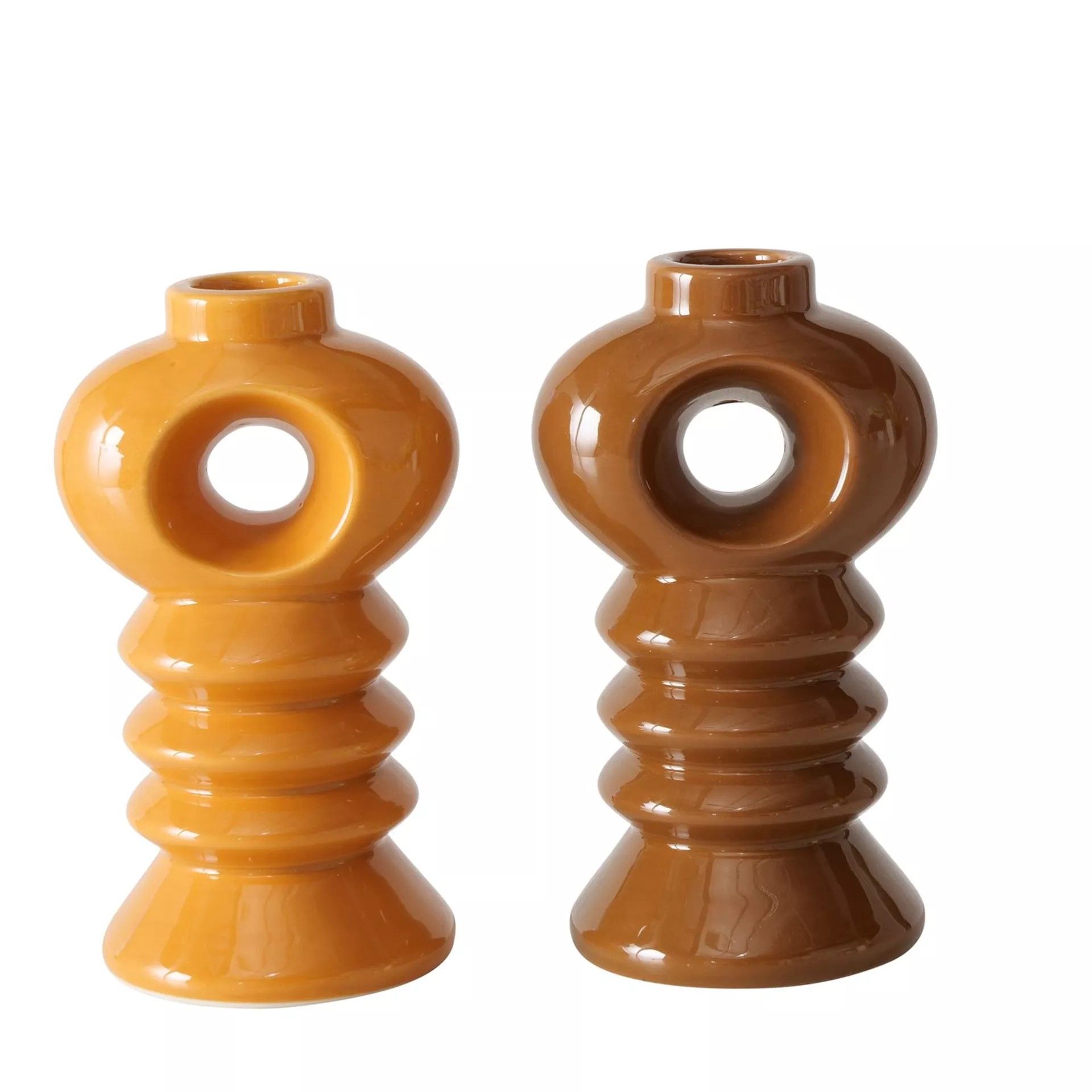 BOLTZE KANDELAAR - RETRO STIJL - RETRO GEEL