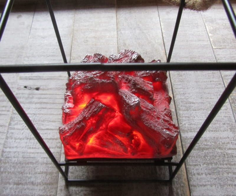 HOUTVUURTJE IN LANTAARN - LED