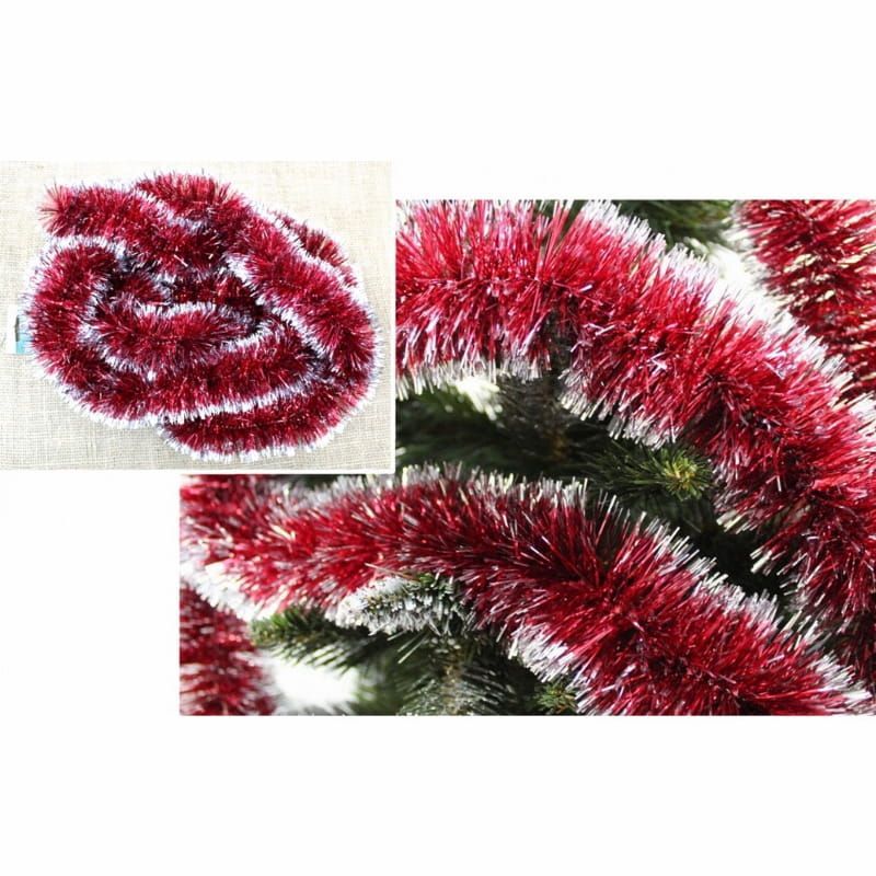 KERST SLINGER - ROOD - ZILVER - 300 CM.