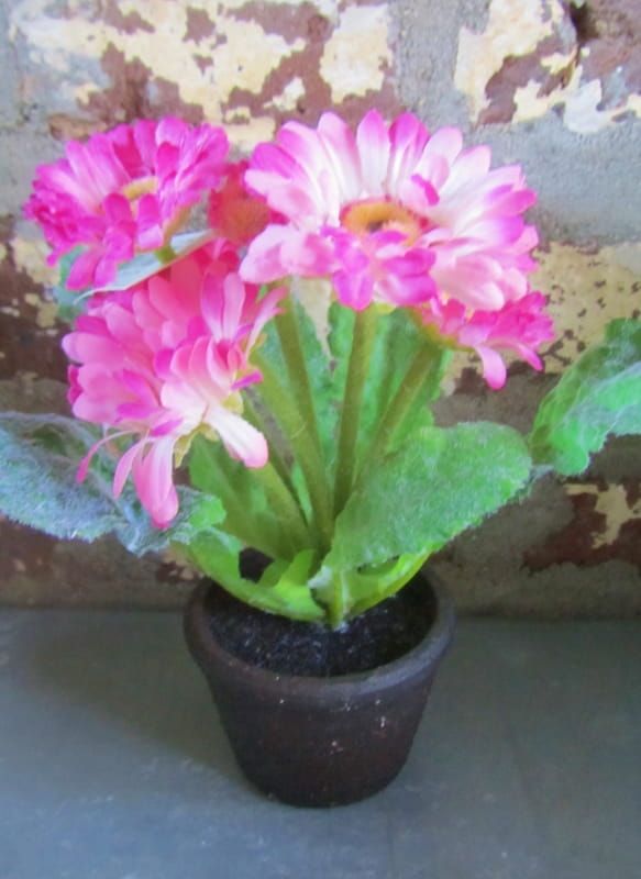 GERBERA KUNST IN KERAMIEK POTJE - ROZE