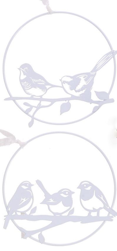 VOGELTJES HANG DECORATIE - WIT 3 VOGELTJES