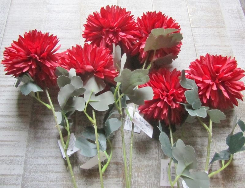 POMPOM KUNST CHRYSANT - KOOPJE - HELDER ROOD