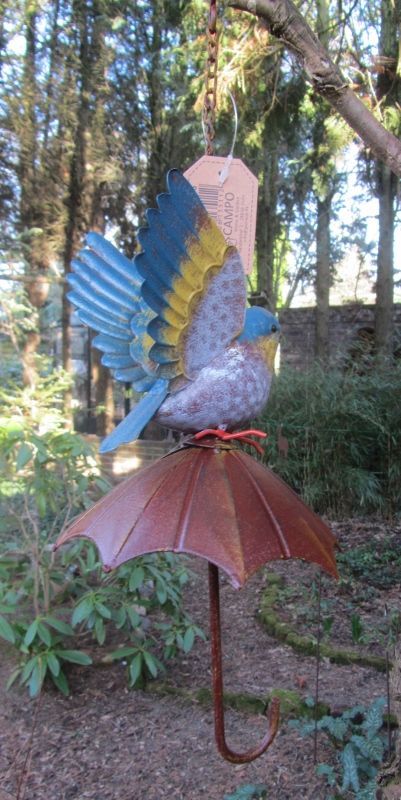 VOGELTJE OP PARAPLU - VOGEL VOER HANGER - BLAUW