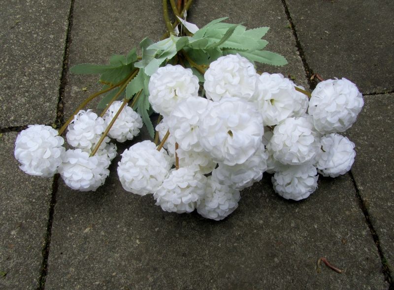 TAK KUNST POMPOM - 5 BLOEMEN WIT