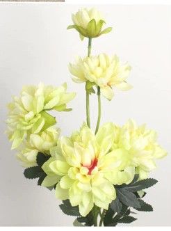 DAHLIA - KUNST - 6 BLOEMEN - LIME GEEL
