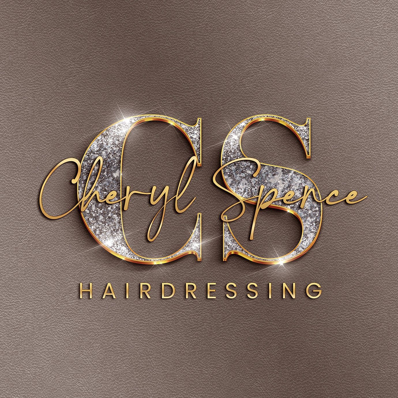 Cheryl Spence Hairdressing Logo design Gold with diamond