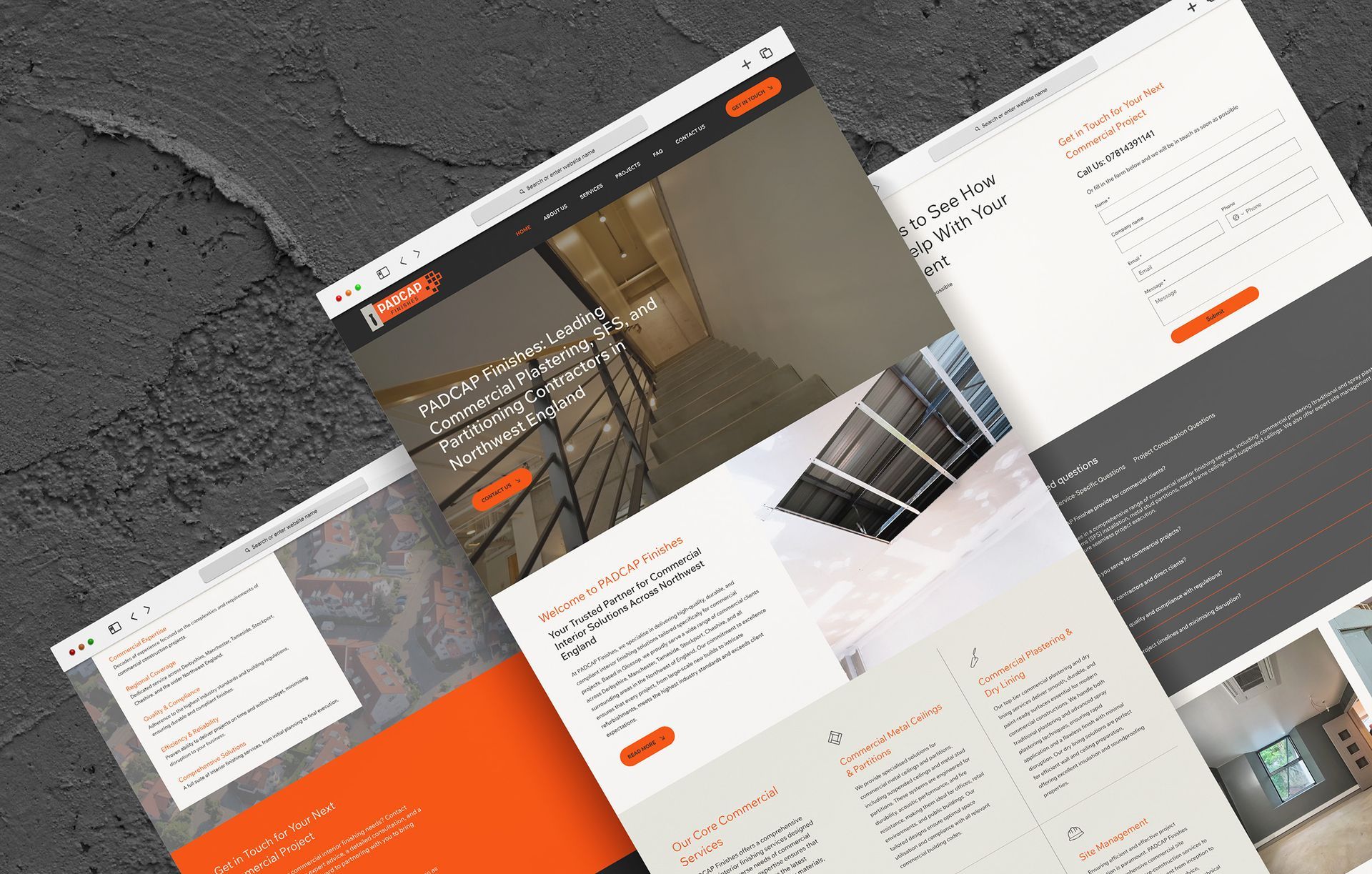 PADCAP Finishes Web Design and site layouts by Pickle