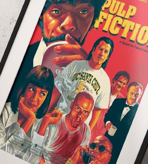 Pulp Fiction movie poster close up