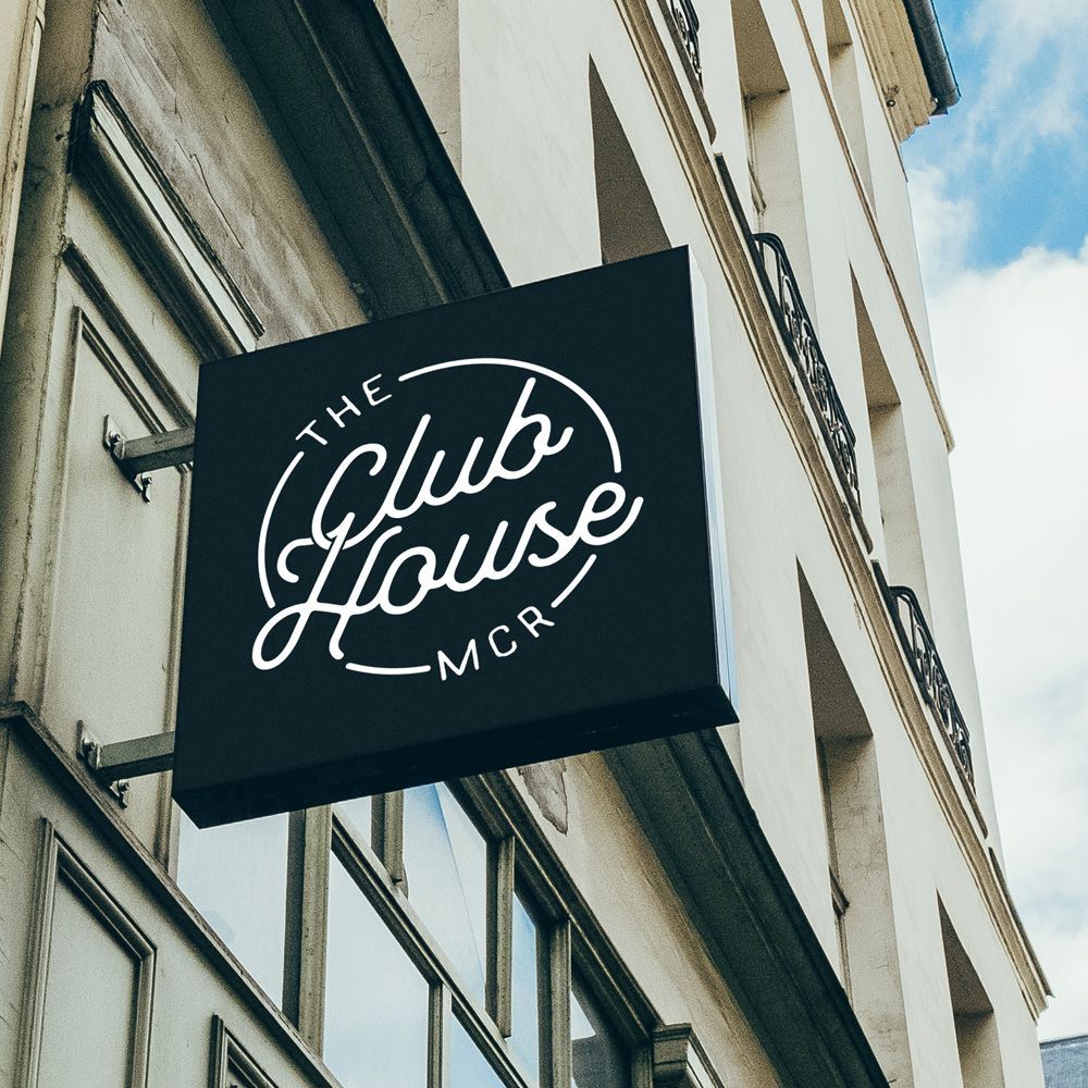 The Club House Manchester logo design on building sign